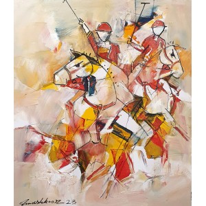 Mashkoor Raza, 24 x 30 Inch, Oil on Canvas, Polo Painting, AC-MR-602